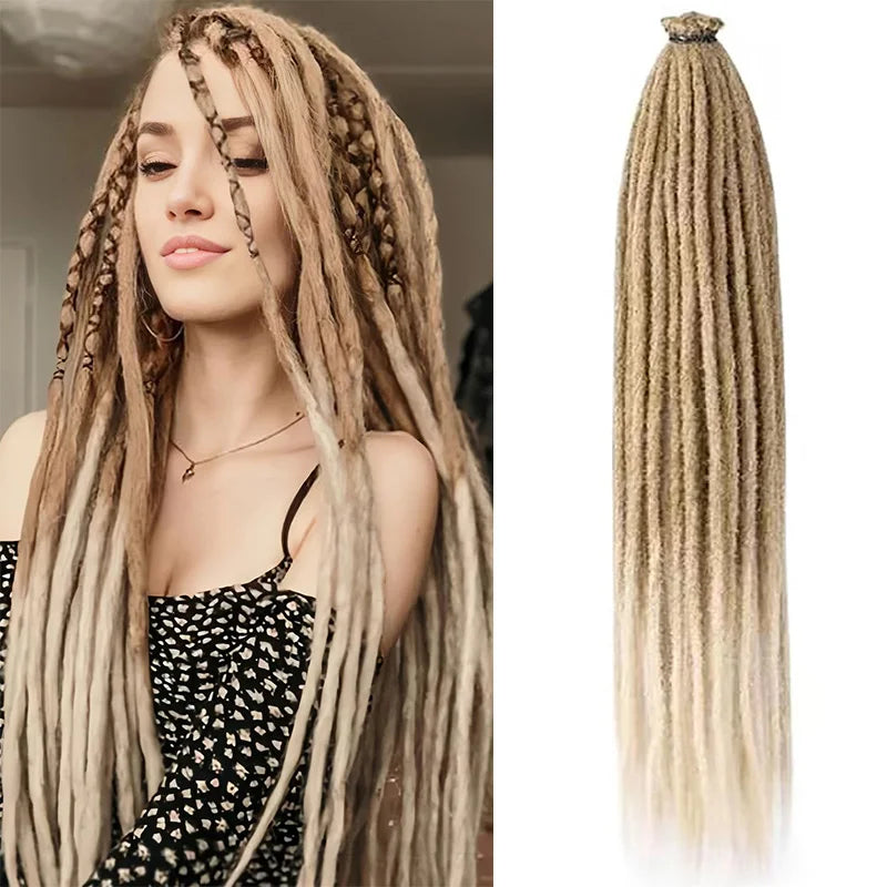 24 Inch Synthetic Dreadlock Hair Extensions 10 Root/Lot Hippie Single Ended Dreads Loc Extensions Reggae Style Crochet Hair