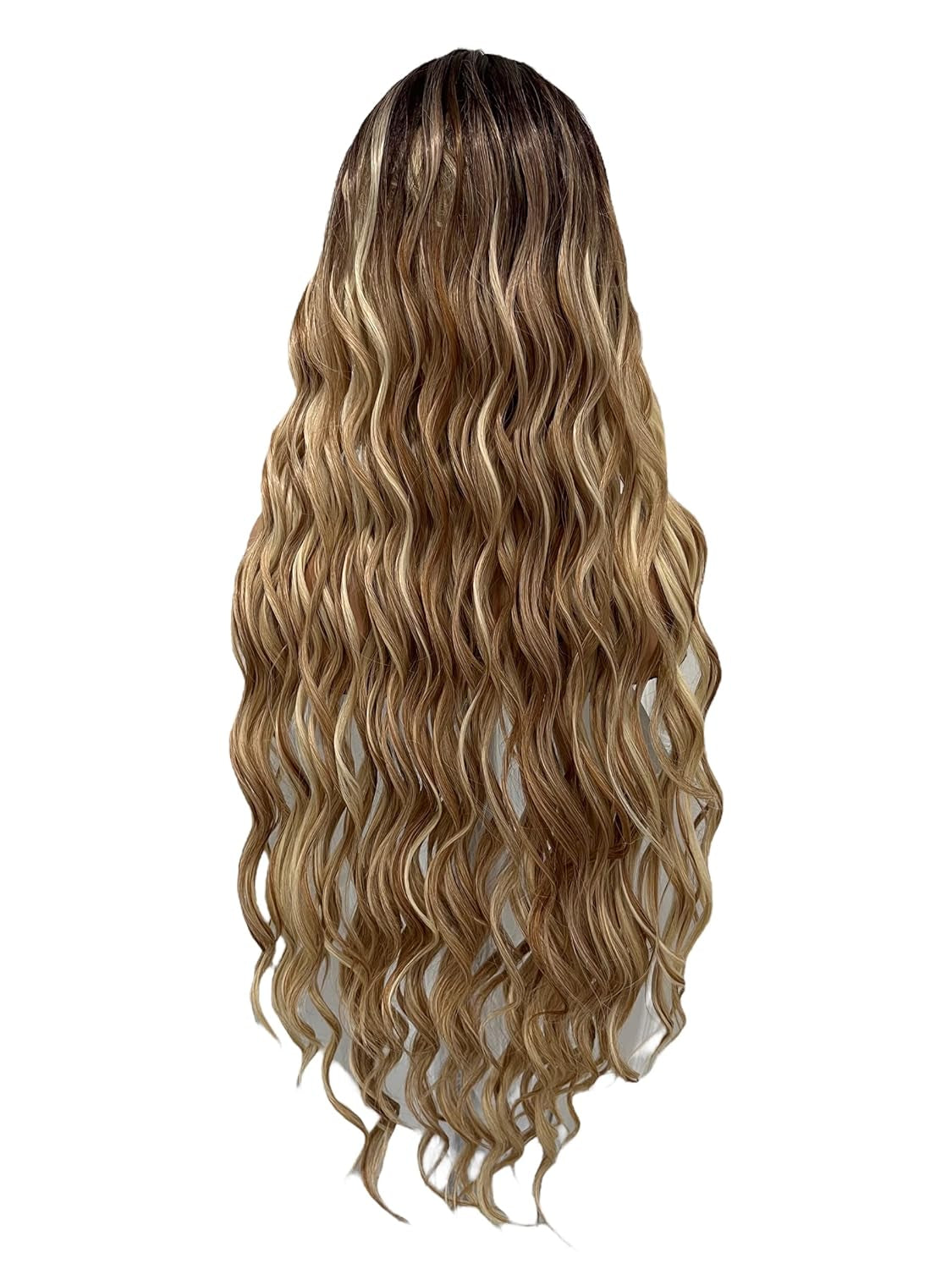 Joe Green 5" Y Shaped HD Lace Frontal Wig Synthetic Pre-Plucked Hair Loose Wave (Scotch Blonde Extra Long Loose)