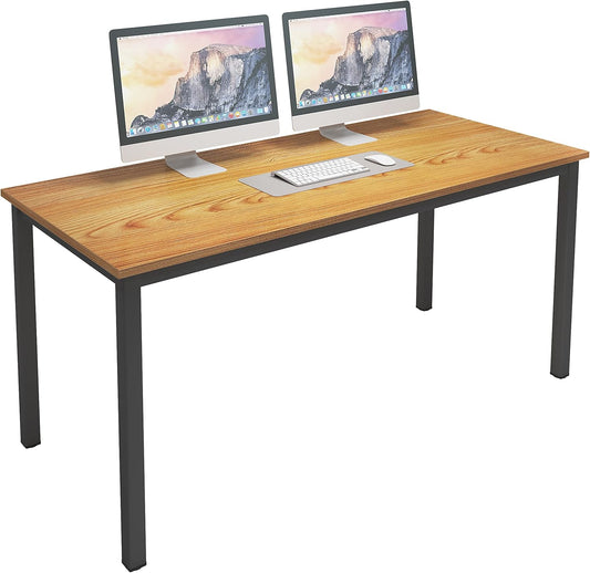 63Inches Computer Desk PC Desk Office Desk Workstation for Home Office Use Writing Table, Teak