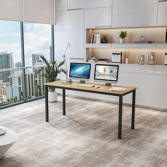 63Inches Computer Desk PC Desk Office Desk Workstation for Home Office Use Writing Table, Teak