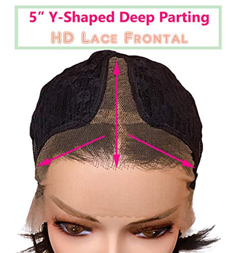 Joe Green 5" Y Shaped HD Lace Frontal Wig Synthetic Pre-Plucked Hair Loose Wave (Scotch Blonde Extra Long Loose)