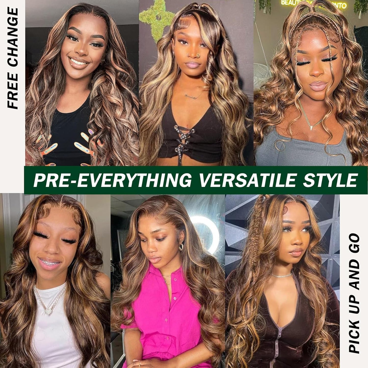 Highlighted 13X4 HD Transparent Lace Front Wigs Body Wave Honey Blonde Pre Plucked Lace Front Wig for Black Women Blonde Highlight Wavy Frontal Wig 4H27 Natural Looking Long Haired Wig