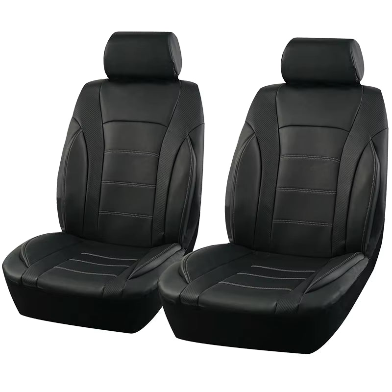 Black Universal Car Seat Covers Leather Splicing Carbon Fiber Car Accessories Interior Seat Protector Cushion Luxury
