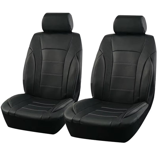 Black Universal Car Seat Covers Leather Splicing Carbon Fiber Car Accessories Interior Seat Protector Cushion Luxury