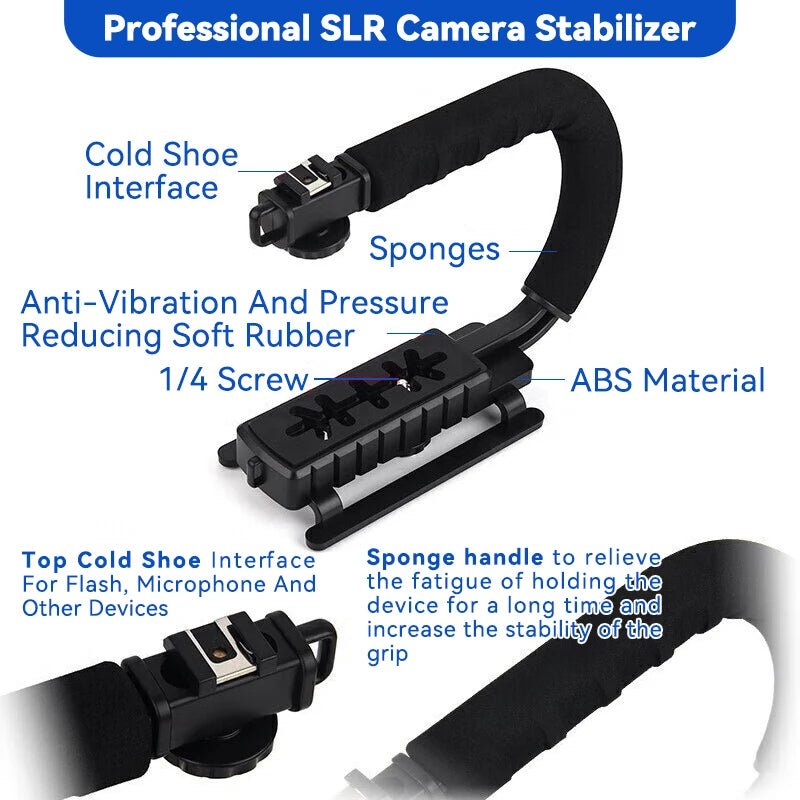 U-Shaped Portable Handheld Photography Camera Holder Video Handle DV Bracket C-Shaped Steadicam Stabilizer Kit for SLR DV
