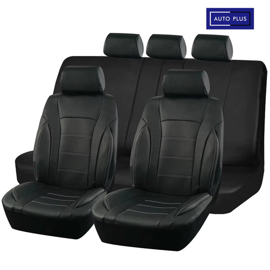 Black Universal Car Seat Covers Leather Splicing Carbon Fiber Car Accessories Interior Seat Protector Cushion Luxury