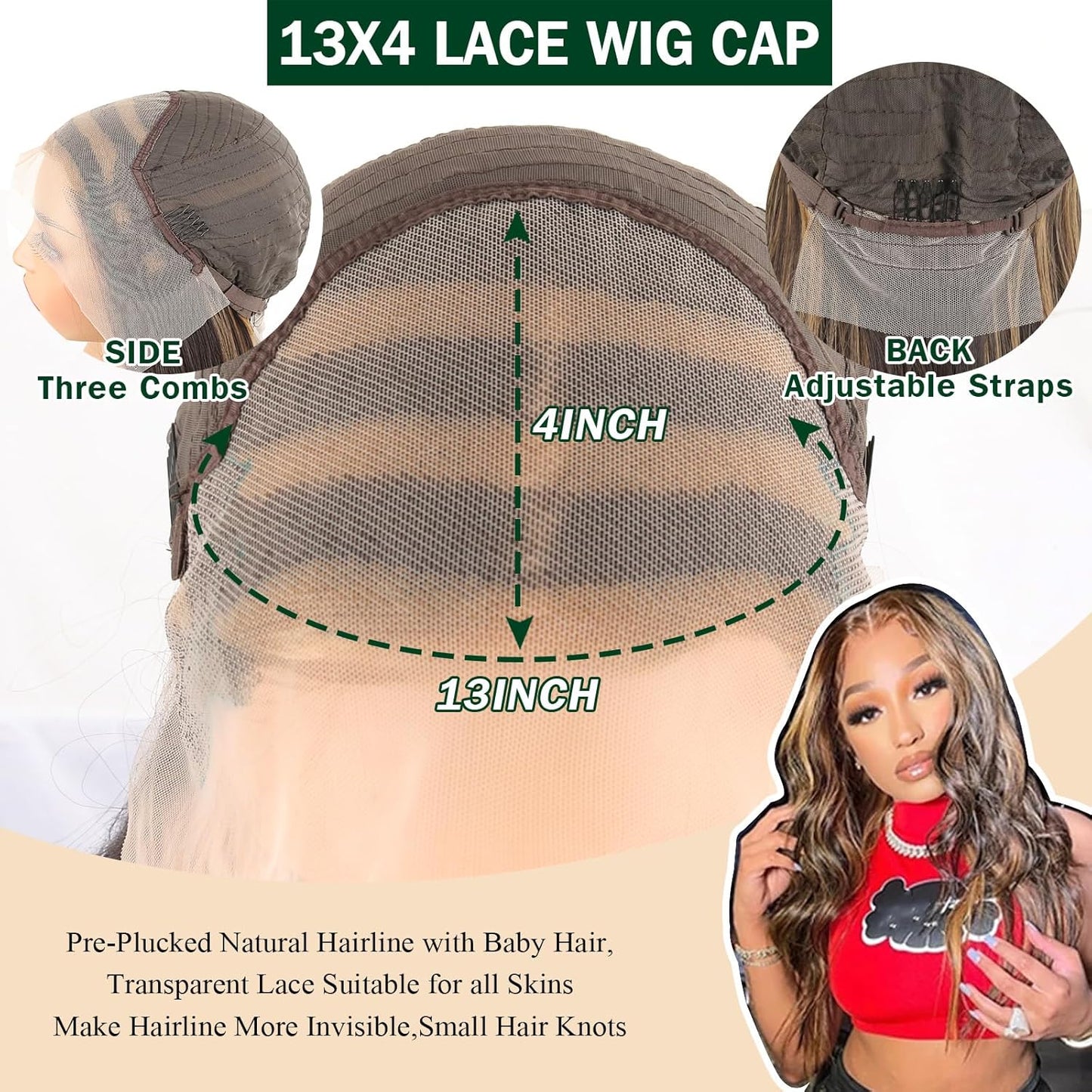 Highlighted 13X4 HD Transparent Lace Front Wigs Body Wave Honey Blonde Pre Plucked Lace Front Wig for Black Women Blonde Highlight Wavy Frontal Wig 4H27 Natural Looking Long Haired Wig