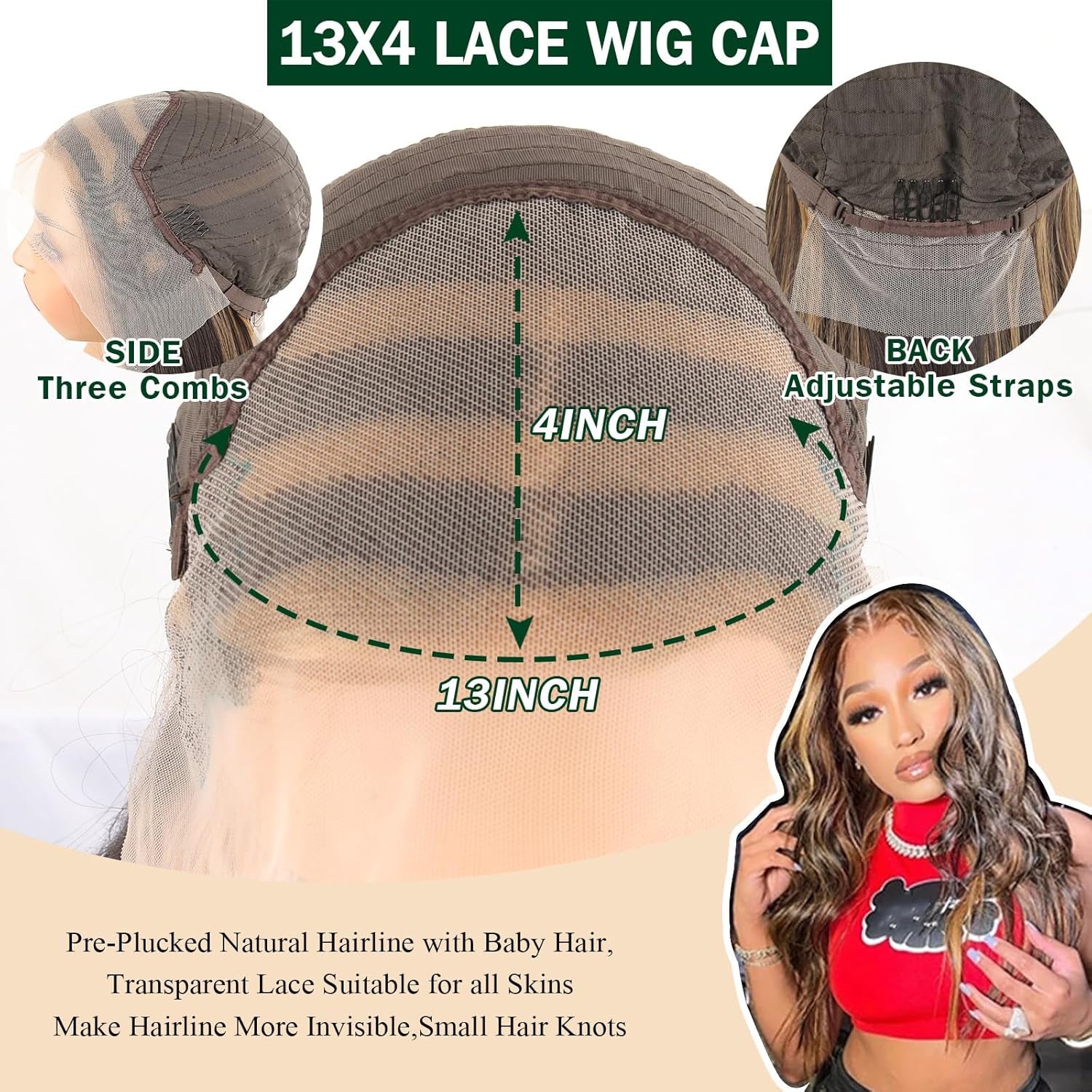 Highlighted 13X4 HD Transparent Lace Front Wigs Body Wave Honey Blonde Pre Plucked Lace Front Wig for Black Women Blonde Highlight Wavy Frontal Wig 4H27 Natural Looking Long Haired Wig