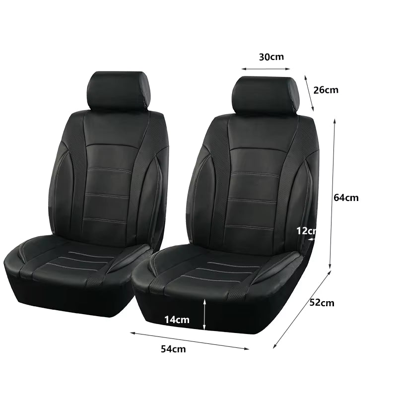 Black Universal Car Seat Covers Leather Splicing Carbon Fiber Car Accessories Interior Seat Protector Cushion Luxury