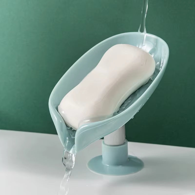 1Pcs Drain Soap Holder Leaf Shape Soap Box Suction Cup Tray Drying Rack for Shower Sponge Container Kitchen Bathroom Accessories