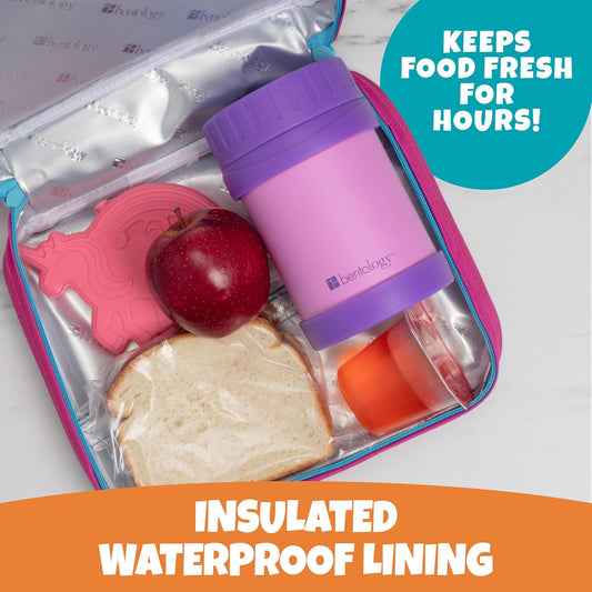 Lunch Box for Kids- Insulated, Waterproof, Durable Tote Bag Lunchbox Fits Bento Boxes, Containers, Jars, Bottles- Keeps Food Hotter or Colder Longer- Back to School Reusable Sleeve for Girls