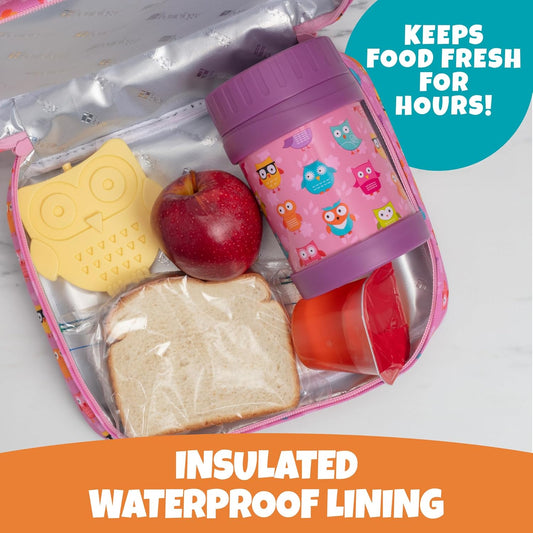 Lunch Box for Kids- Insulated, Waterproof, Durable Tote Bag Lunchbox Fits Bento Boxes, Containers, Jars, Bottles- Keeps Food Hotter or Colder Longer- Back to School Reusable Sleeve for Girls