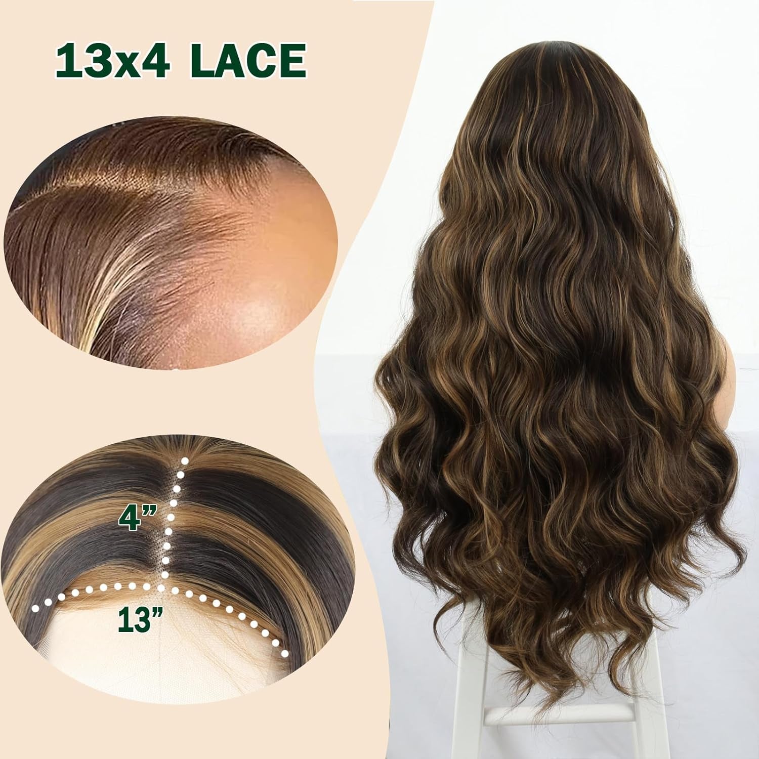 Highlighted 13X4 HD Transparent Lace Front Wigs Body Wave Honey Blonde Pre Plucked Lace Front Wig for Black Women Blonde Highlight Wavy Frontal Wig 4H27 Natural Looking Long Haired Wig