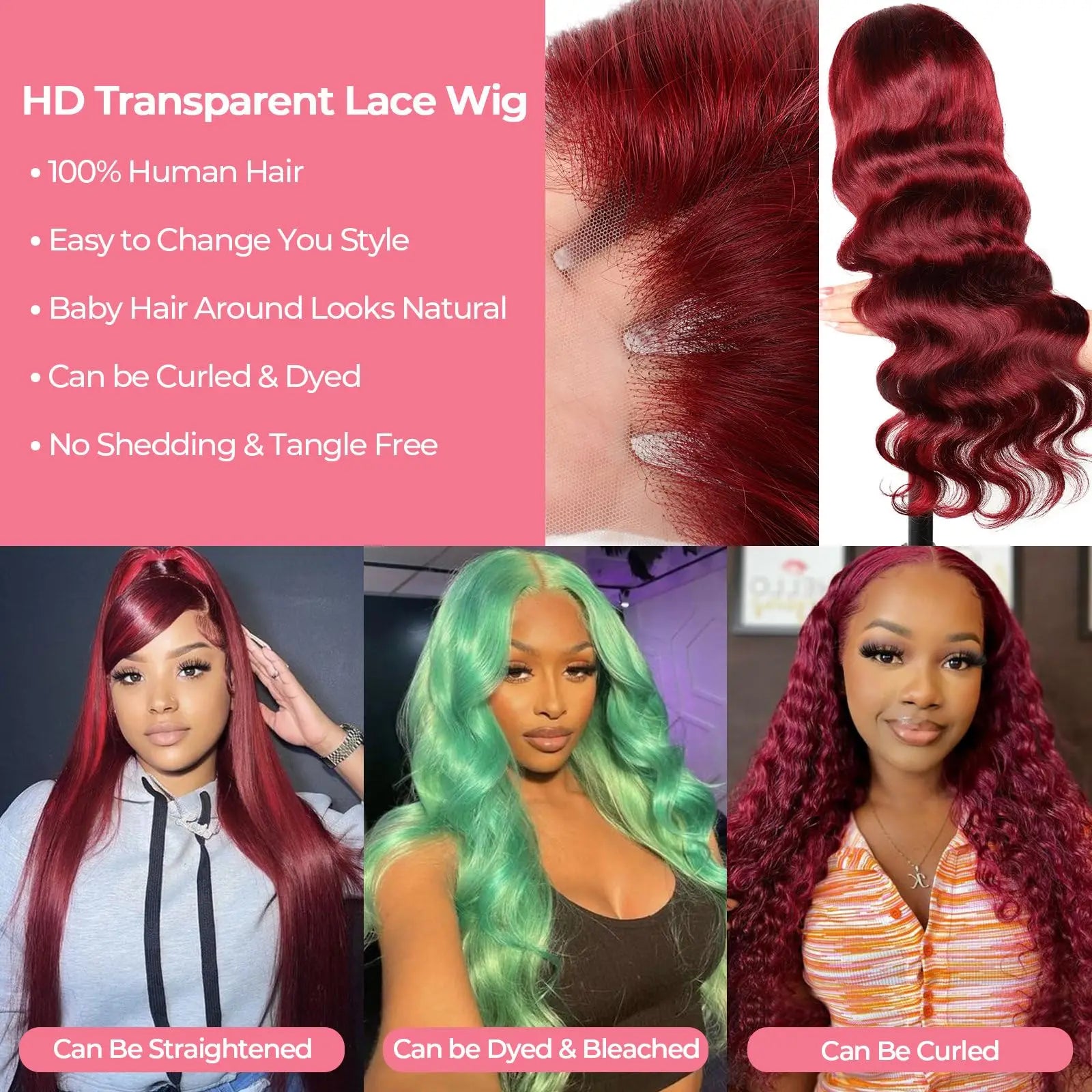 99J Burgundy 13X6 Hd Lace Front Wigs Human Hair Wine Red Body Wave Wigs 100% Human Hair Burgundy 13X4 Transparent Lace Front Wig