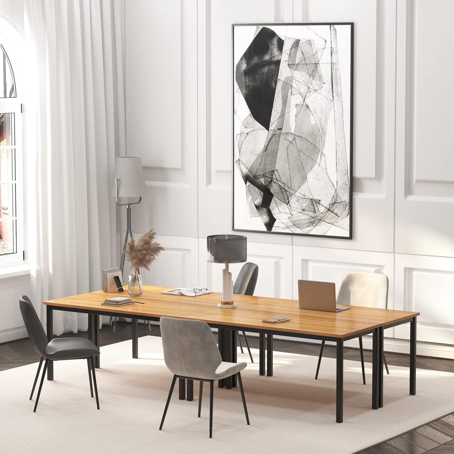 63Inches Computer Desk PC Desk Office Desk Workstation for Home Office Use Writing Table, Teak