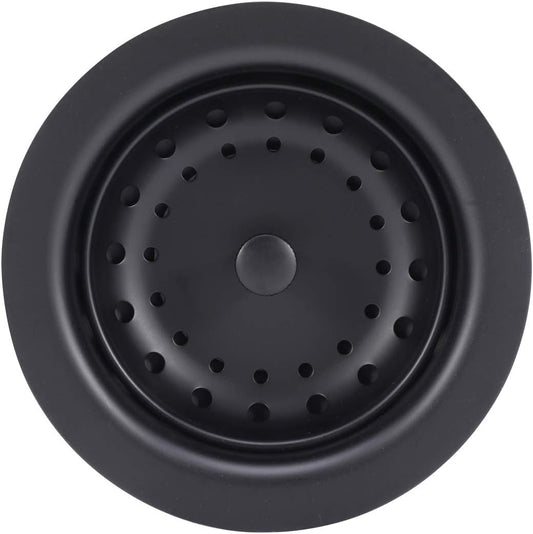 3-1/2 Inch Kitchen Sink Stainless Steel Basket Strainer Water Stopper with Drain Assembly, Black Finish Rustproof and Durable