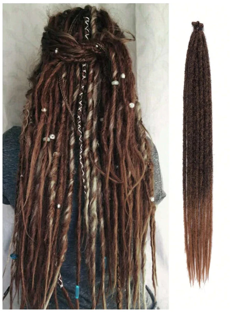 24 Inch Synthetic Dreadlock Hair Extensions 10 Root/Lot Hippie Single Ended Dreads Loc Extensions Reggae Style Crochet Hair