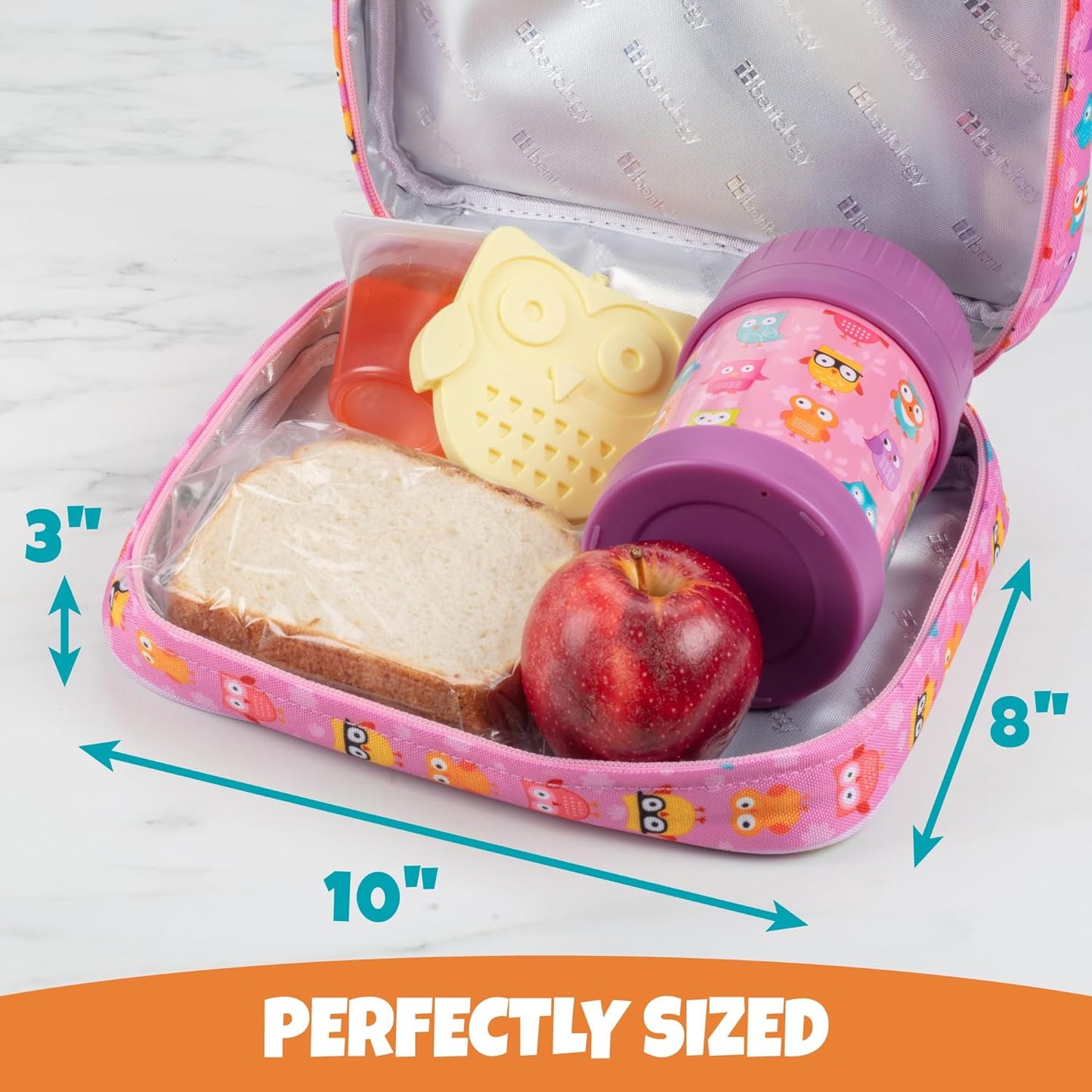 Lunch Box for Kids- Insulated, Waterproof, Durable Tote Bag Lunchbox Fits Bento Boxes, Containers, Jars, Bottles- Keeps Food Hotter or Colder Longer- Back to School Reusable Sleeve for Girls