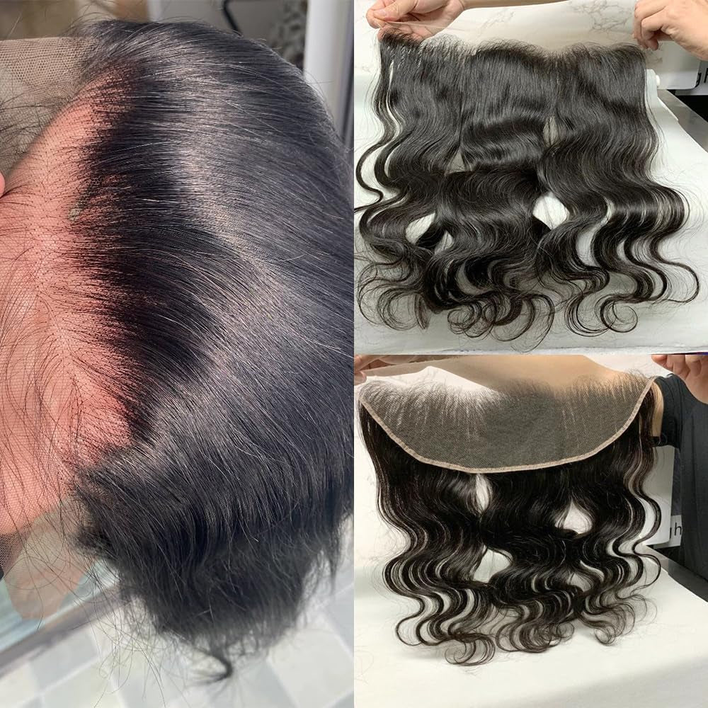 13X4 Transparent HD Lace Frontal 18 Inch Brazilian Body Wave Lace Frontal Closure Human Hair 100% Unprocessed Virgin Human Hair Frontals Pre Plucked with Baby Hair 150% Density Natural Black